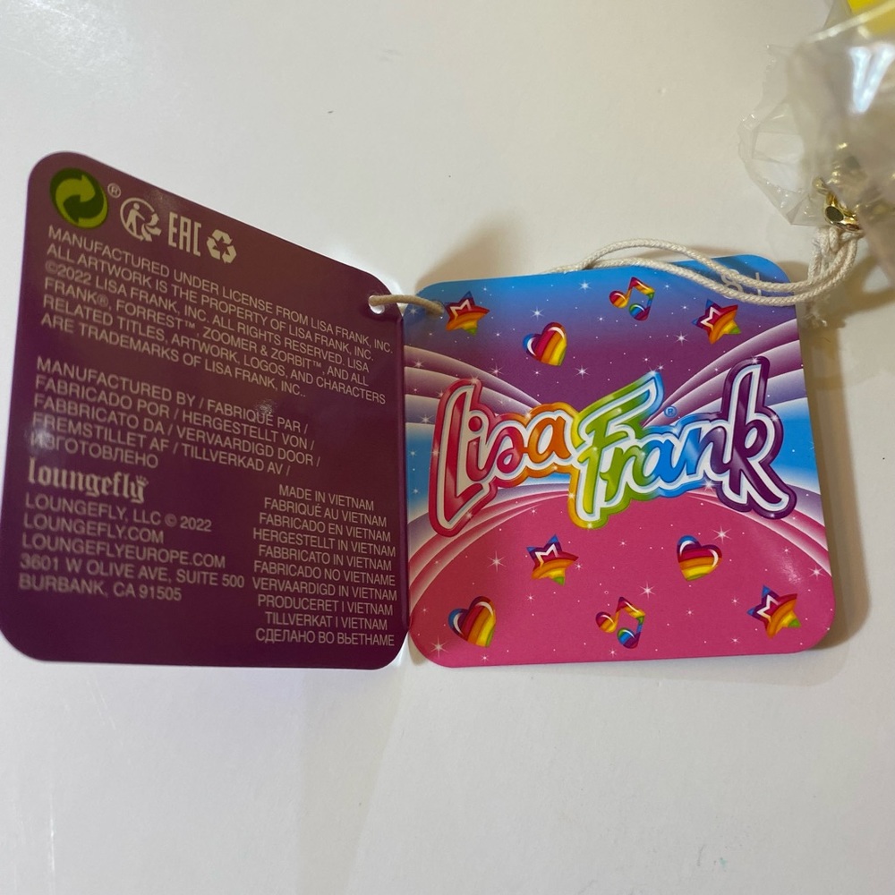 Lisa Frank Loungefly Yellow Rainbow Ring Smiley Face Saturn Crossbody Bag - Picture 8 of 12